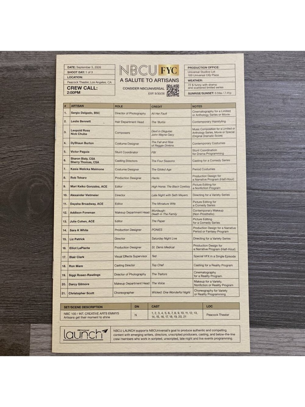 NBCU FYC Salute To Artisans For Your Consideration 2025 Booklet Promo Emmy